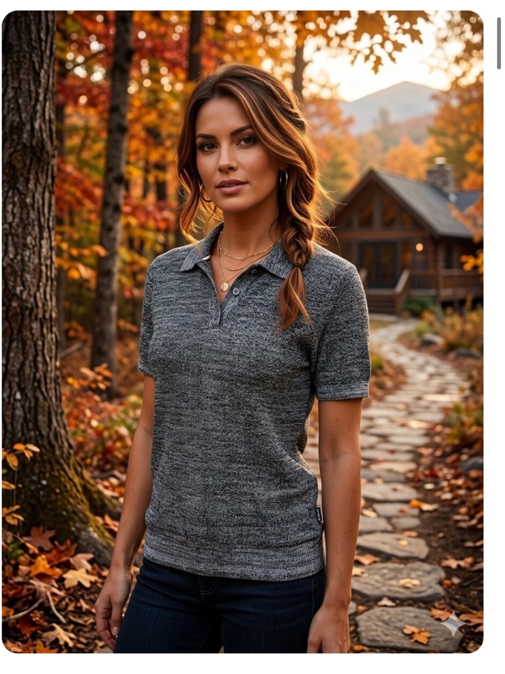 NWT Hechter Paris Gray Textured Sweater Knit Polo Shirt Size  S